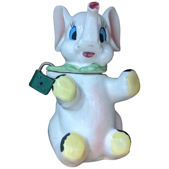 Ever Brite Elephant Bank Anthropomorphic Ceramic Coin Vintage Kitsch Japan - Picture 1 of 15
